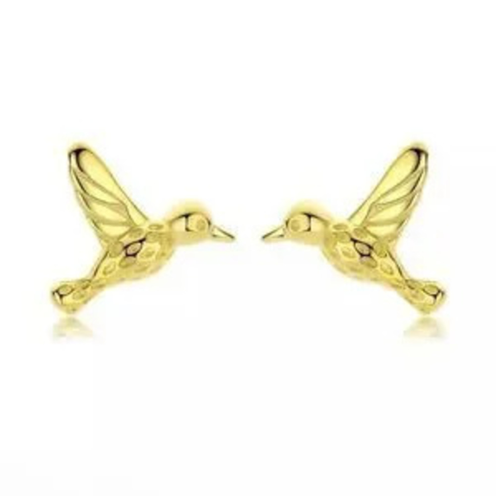 New Cute Hummingbird Bird Gold Stud?Earrings Minimalist